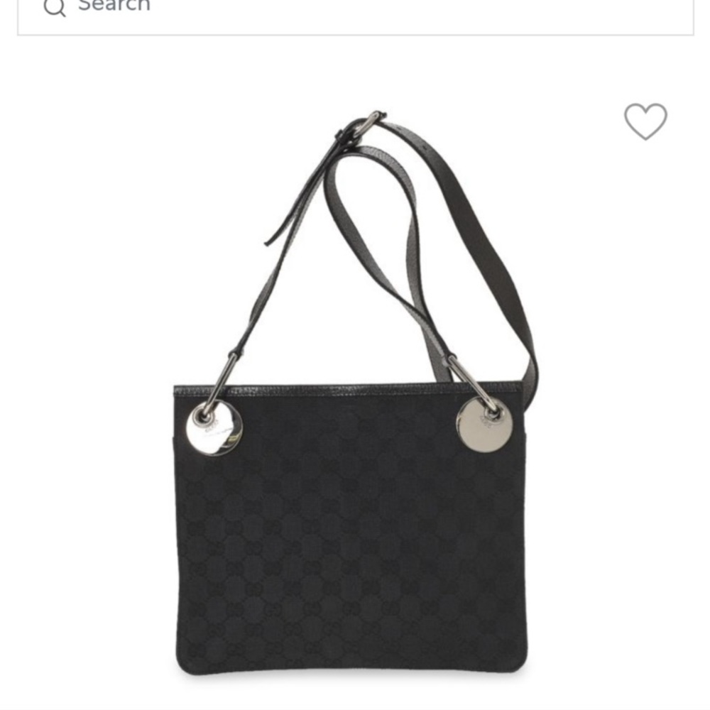 Authentic GUCCI Eclipse GG Canvas Shoulder Messenger Crossbody Bag Black